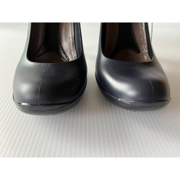Marni Navy Blue Rubber Mary Jane Pumps Heels W/ Brown Strap Size 7 (US) 37 (IT) - Picture 3 of 11